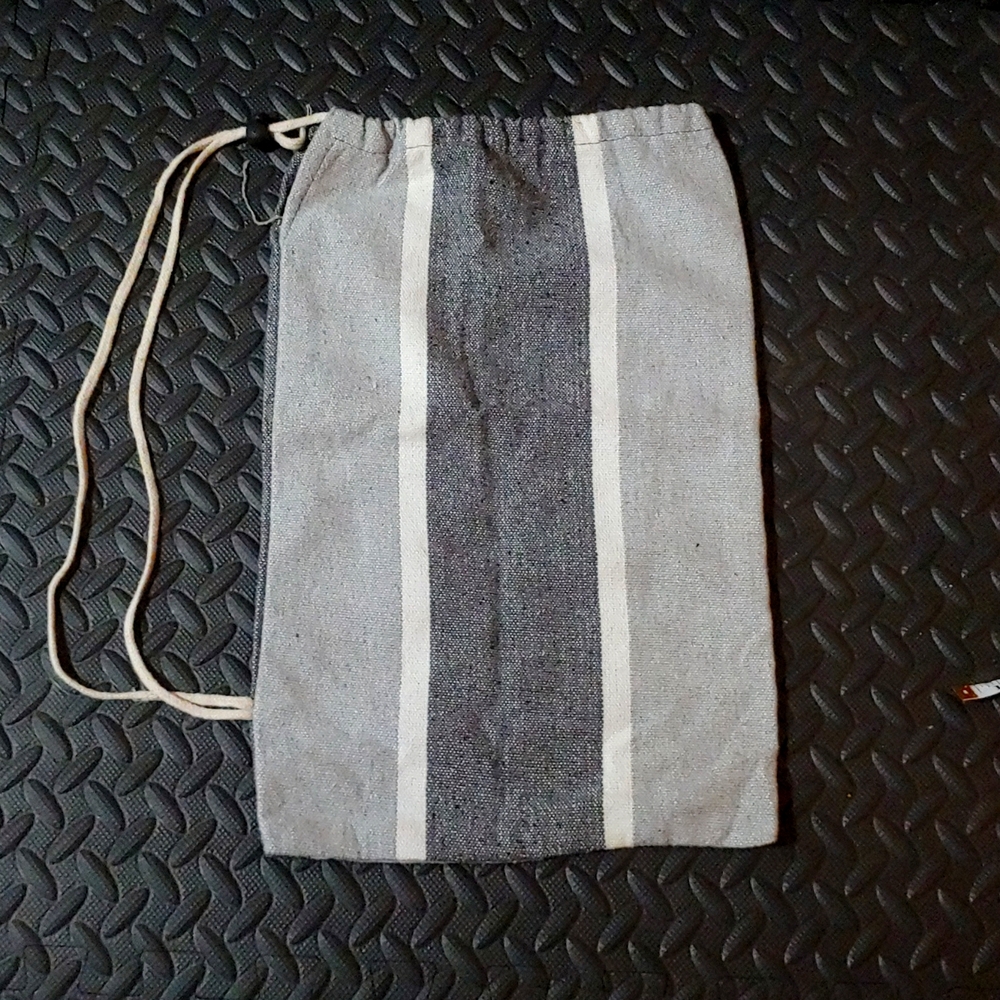 Cotton Drawstring Bag * Gray/White * 100% Cotton